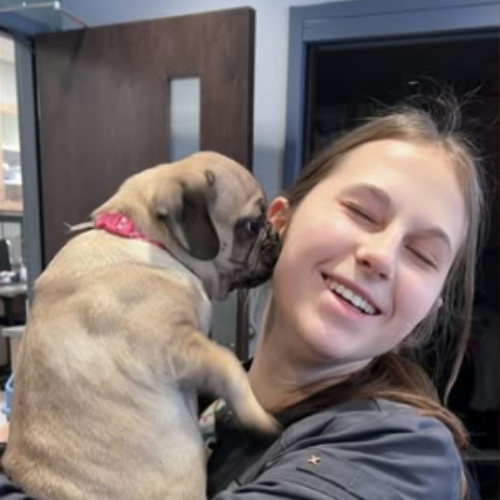 staff with a pup
