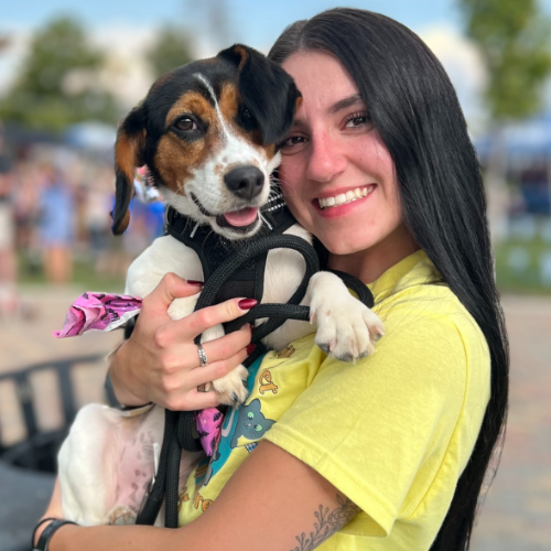 staff with dog